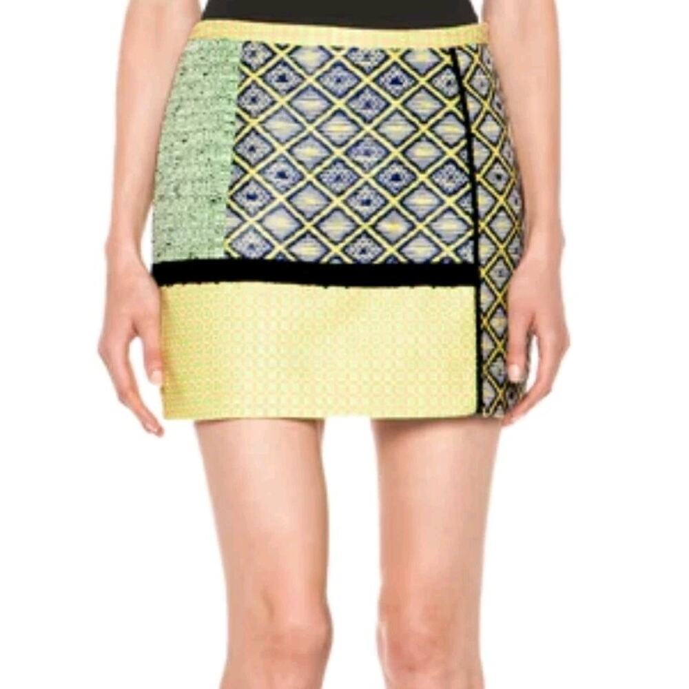 MSGN Women's mini woven patchwork skirt multicolor size 42